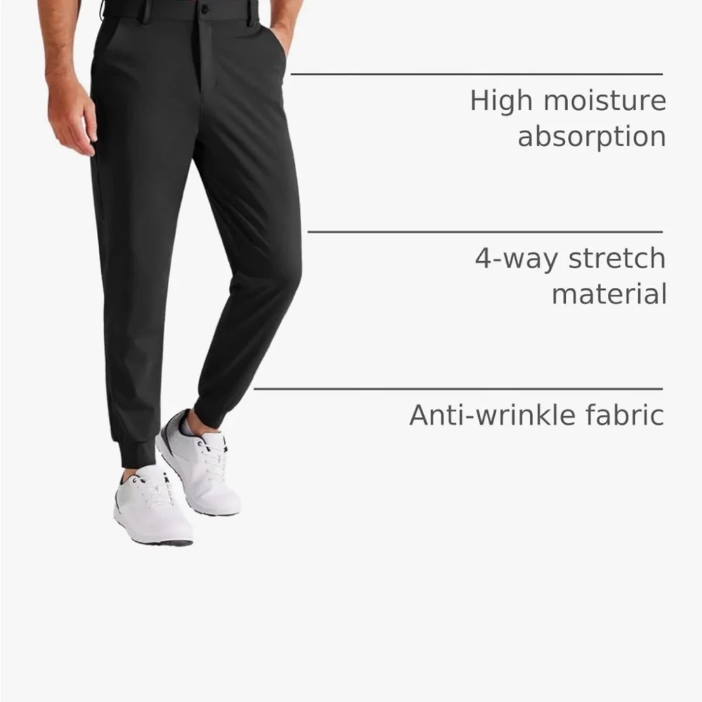 Men's Black Lightweight Slim Fit Joggers - Picture 3 of 8